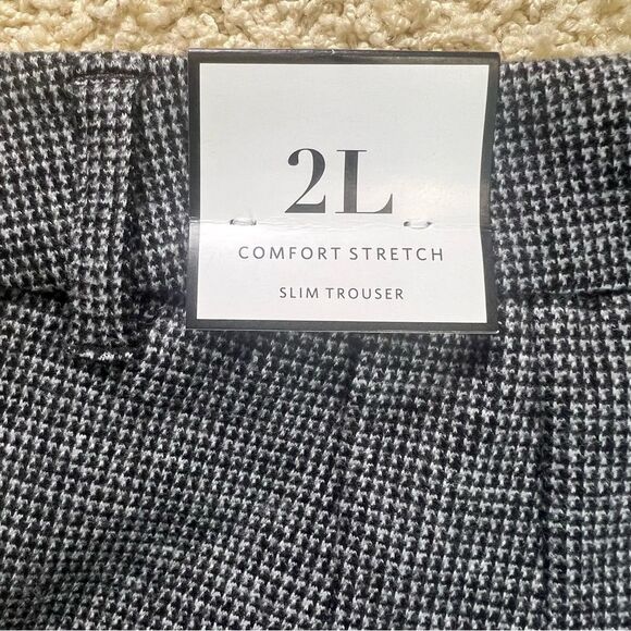 WHITE HOUSE BLACK MARKET NWT The Slim Trouser Pant Gray Mini Houndstooth Size 2L - Picture 7 of 10